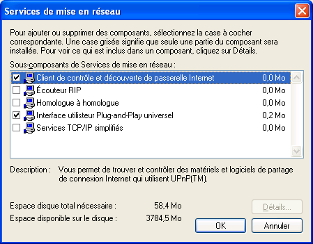 Configuration Windows XP UPnP 2