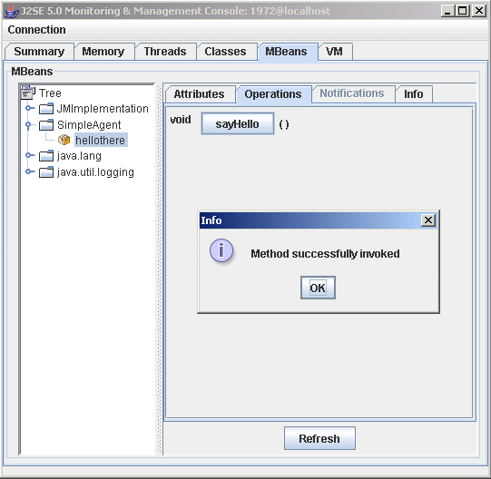 Figure 3: The MBeans tab of jconsole