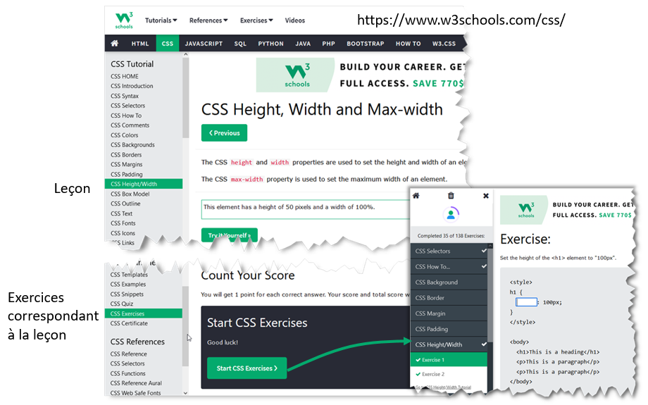 image du W3Schools tutorial sur les CSS