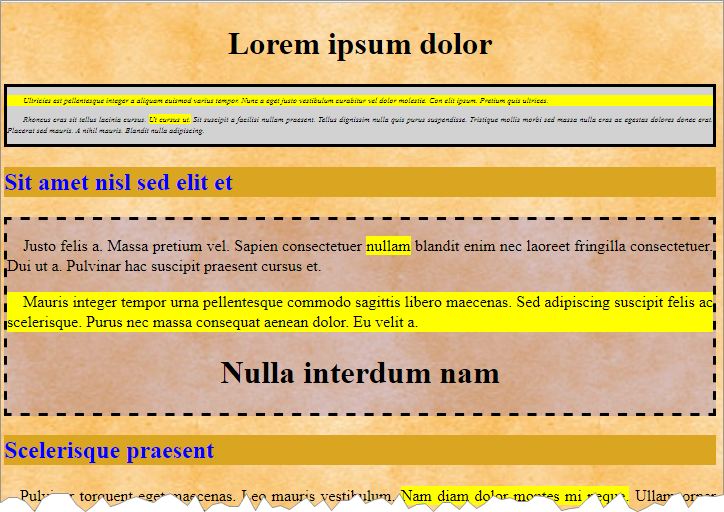encadrement de portions de texte.