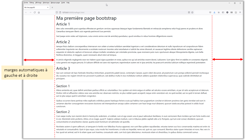 maPage1.html avec des marges gauches et droite automatiques