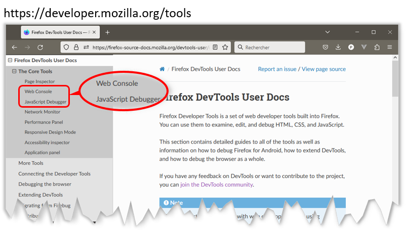 documentation des devtools de Firefox