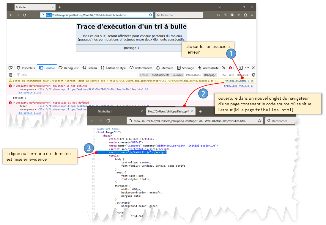 contenu de la console